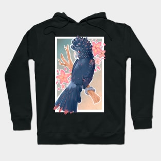 Red Tailed Black Cockatoo with Plumeria Hoodie